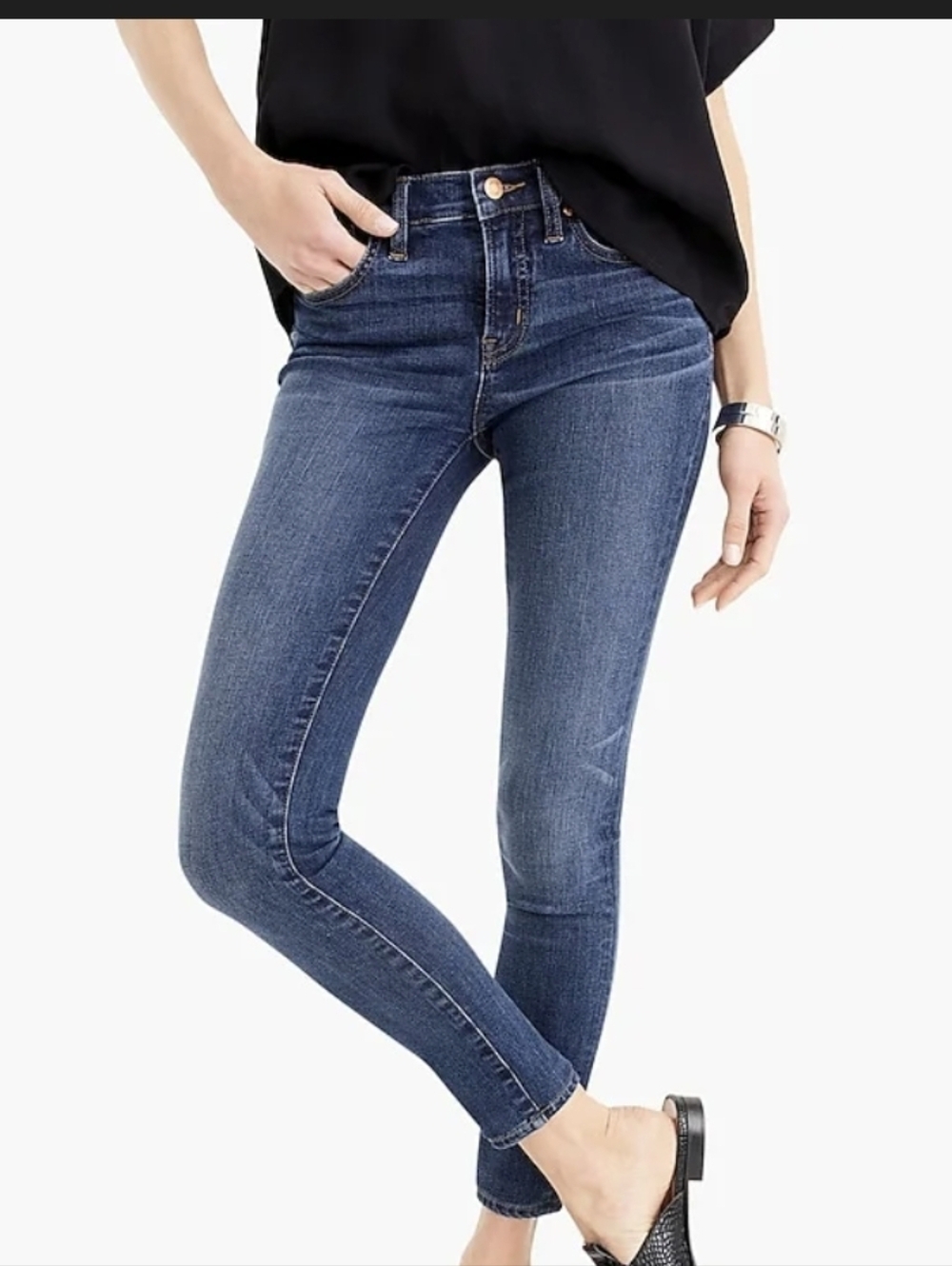 J. Crew 8" Toothpick Dark Indigo Skinny Raw Hem Jeans Size 28